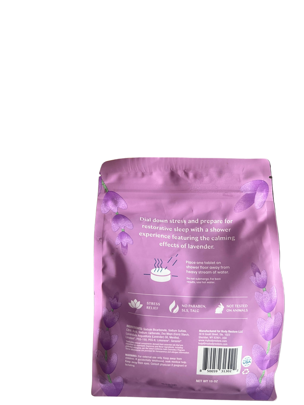 Body Restore Lavender Shower Steamers – 15 Tablets