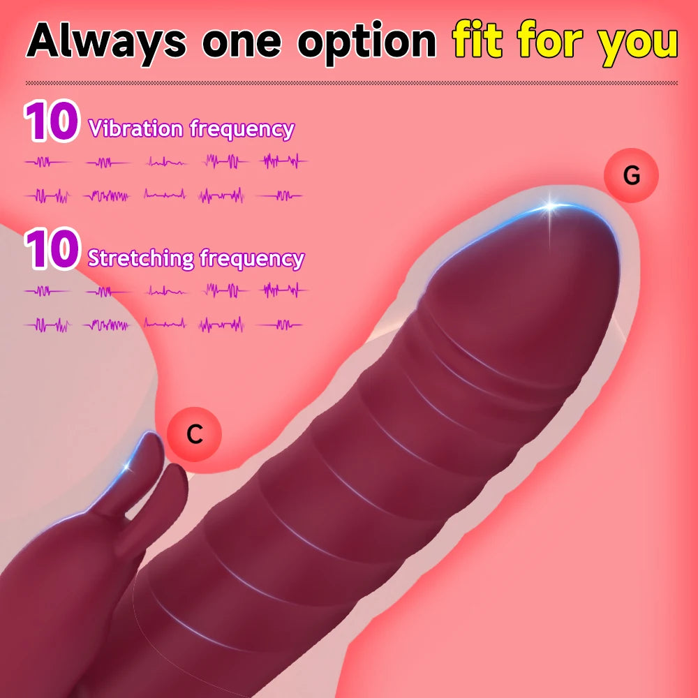 Dildo Rabbit Vibrator Women's Thrust Powerful Vagina G-Spot Telescopic Stimulator Female Clitoral Masturbator Adult Sex Toy