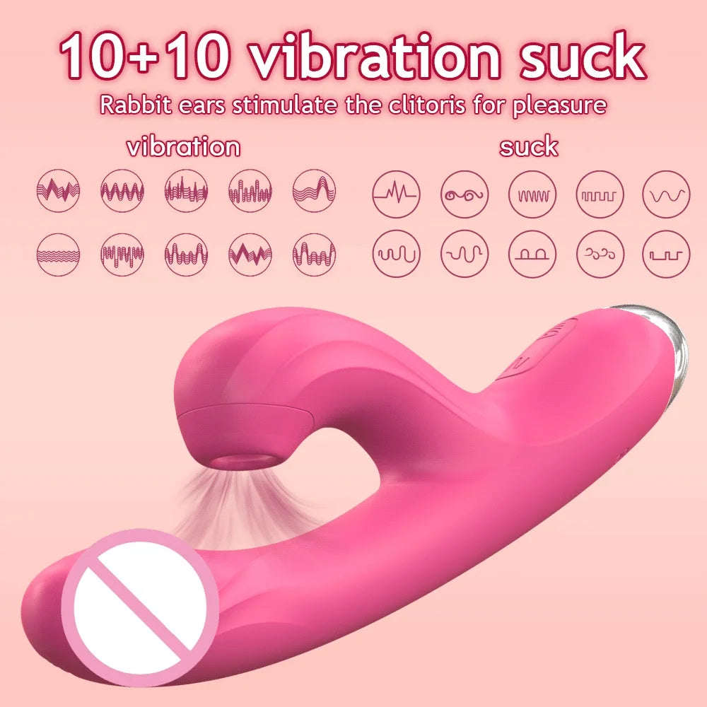 Rabbit Powerful Suction Cup G-Spot Vibrator Women's Clitoral Vaginal Stimulator Anal Plug Dildo Sex Toy Women's Adult Products
