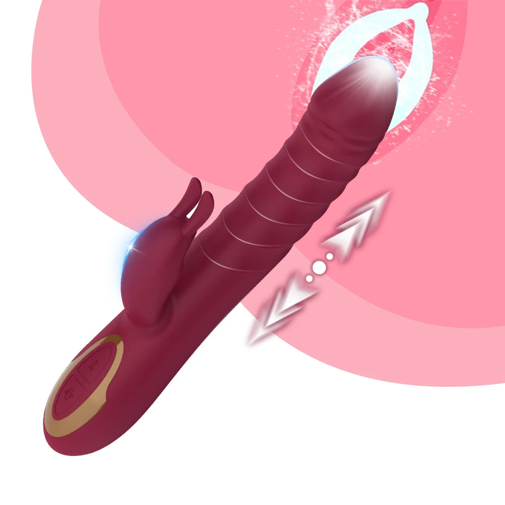 Dildo Rabbit Vibrator Women's Thrust Powerful Vagina G-Spot Telescopic Stimulator Female Clitoral Masturbator Adult Sex Toy