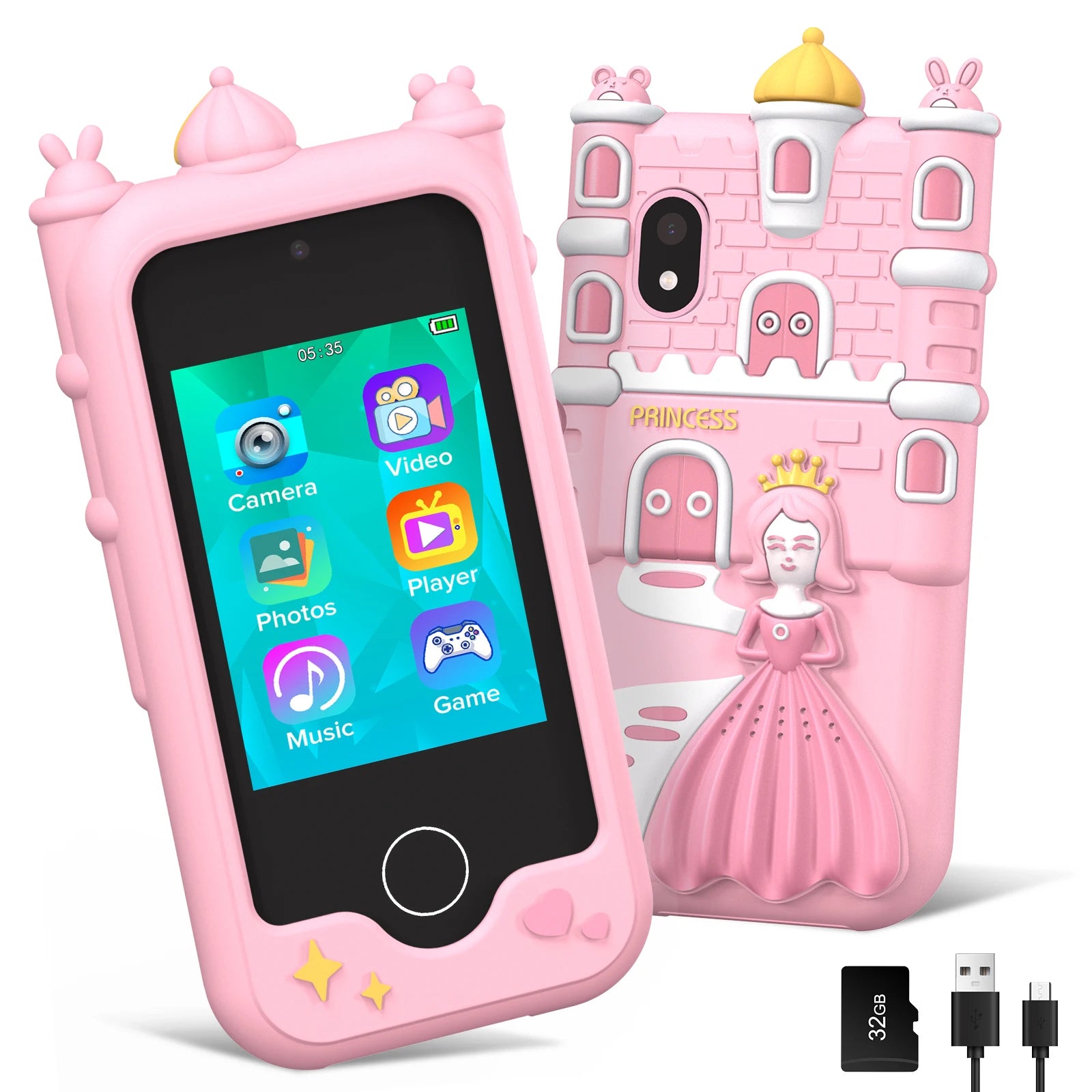 Kids Smart Phone Toys Cartoon Touchscreen Mobile Phone Toy Portable MP3 Player Digital Camera Toy For Girls Boys Age 3-8