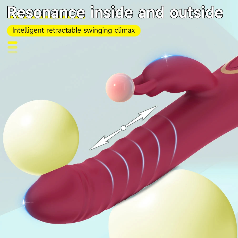 Dildo Rabbit Vibrator Women's Thrust Powerful Vagina G-Spot Telescopic Stimulator Female Clitoral Masturbator Adult Sex Toy