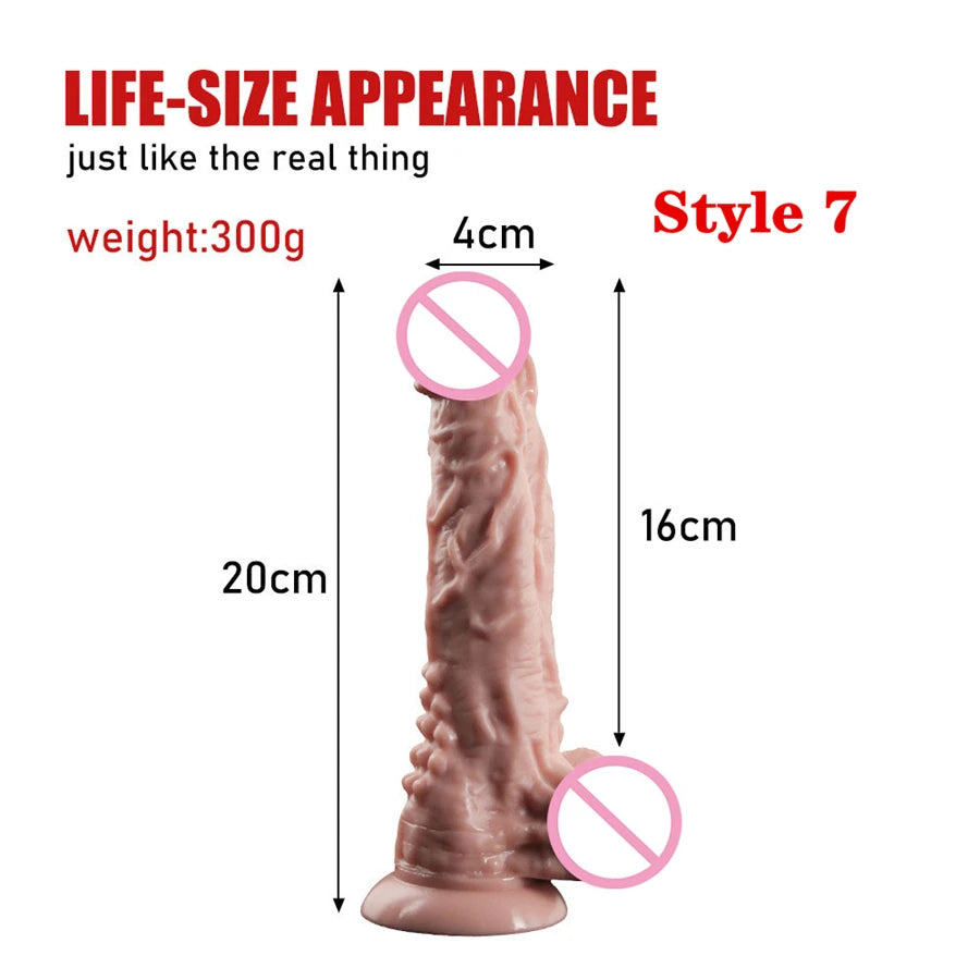 Dildo's realistic female G-spot stimulator, multi size simulated female dildo, powerful suction cup, anal plug, adult sex toy