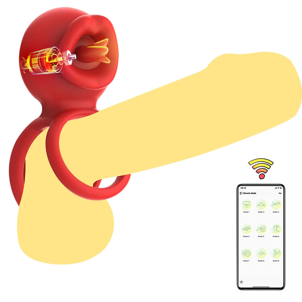 APP Control Penis Cock Ring Vibrator Testicles Clit Nipple G Spot Stimulator Penis Delayed Ejaculation  Sex Toy for Couples 18+