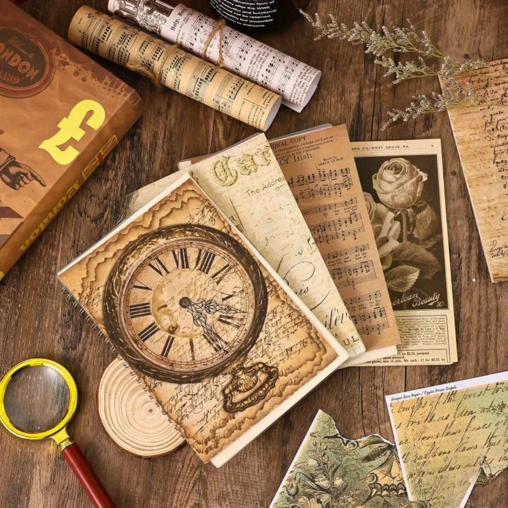 210 Sheets Vintage Scrapbook Paper, 7 Styles Decorative Journaling Paper, Easy to Tear DIY Craft Paper for Collage Card Making