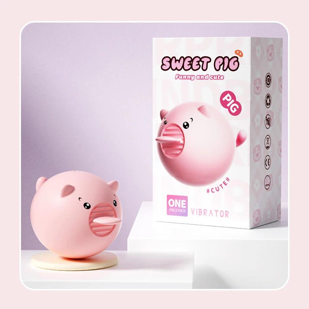 Mini Cute Pig Tongue Licking Toy Female Clitoris Nipple Anal Stimulation Vibrator Female Masturbation Couple Sex Toy