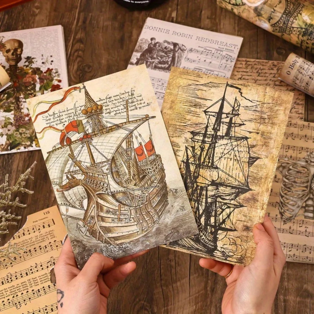 210 Sheets Vintage Scrapbook Paper, 7 Styles Decorative Journaling Paper, Easy to Tear DIY Craft Paper for Collage Card Making