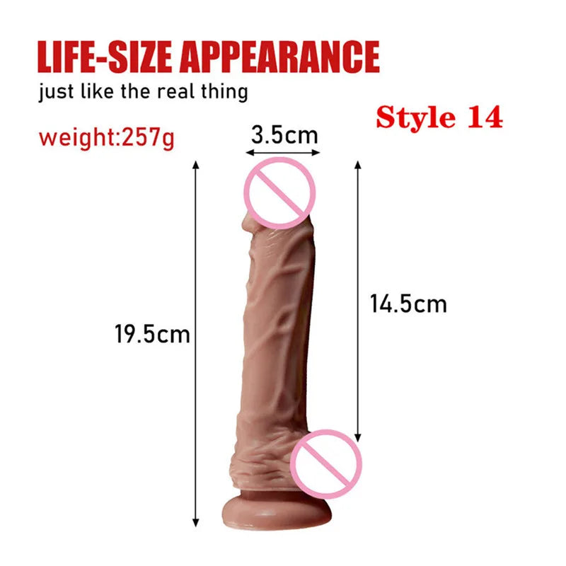 Dildo's realistic female G-spot stimulator, multi size simulated female dildo, powerful suction cup, anal plug, adult sex toy