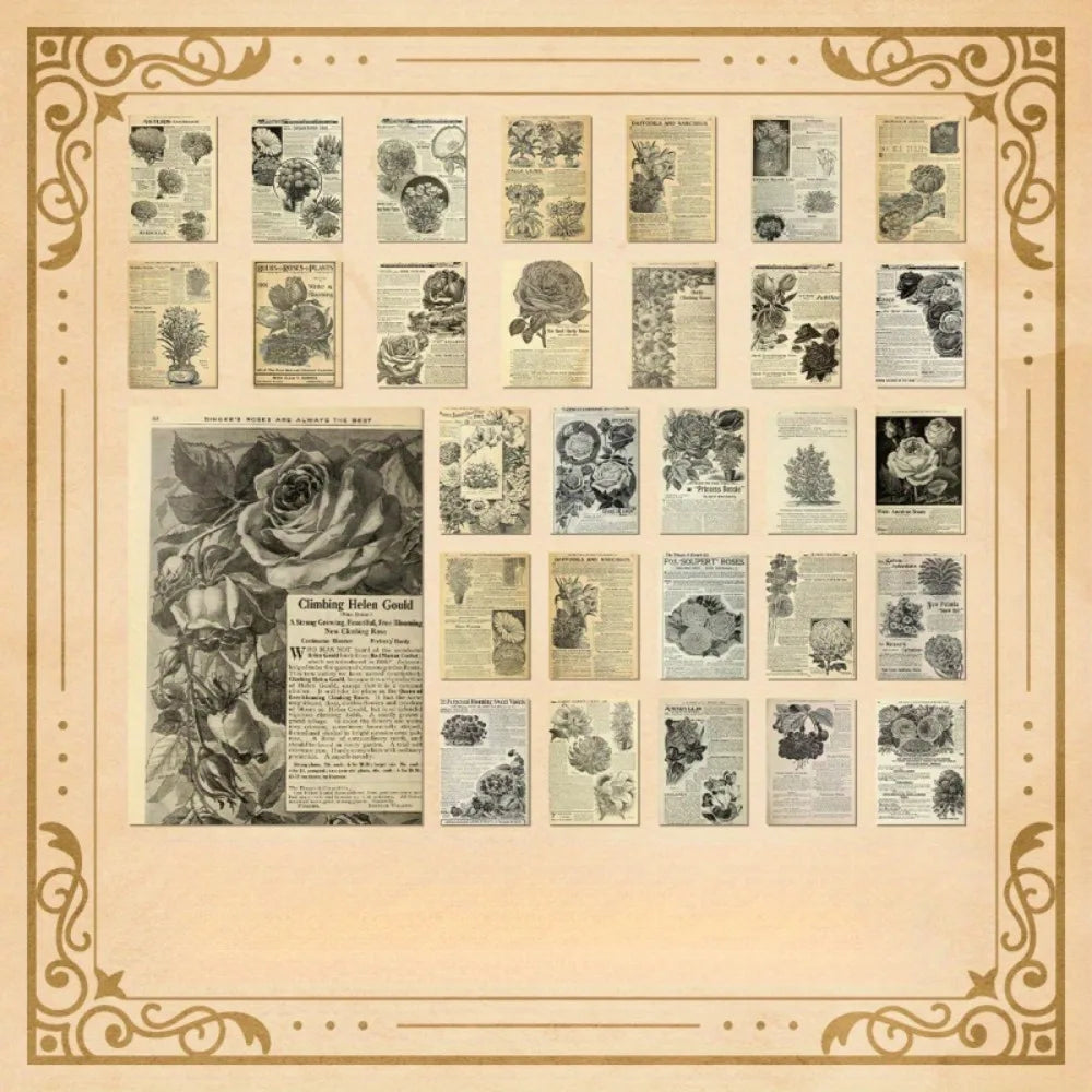 210 Sheets Vintage Scrapbook Paper, 7 Styles Decorative Journaling Paper, Easy to Tear DIY Craft Paper for Collage Card Making