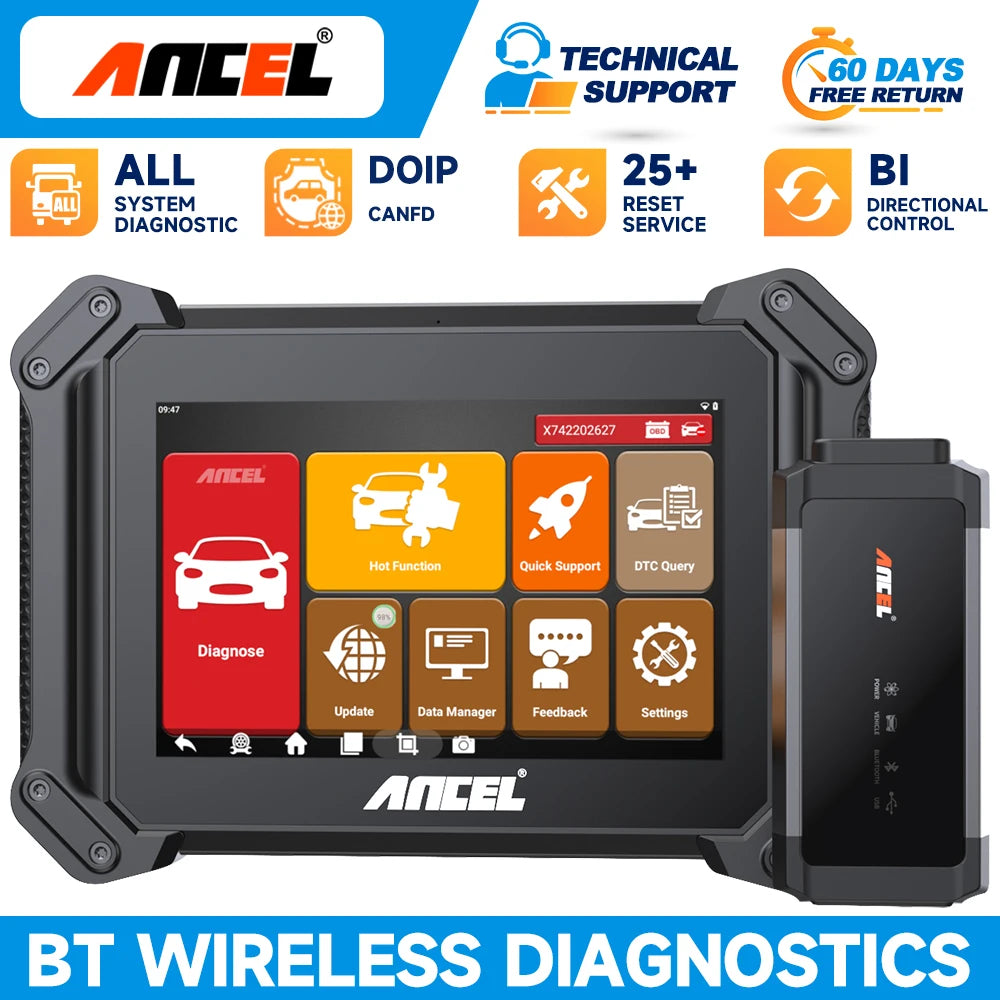 ANCEL V6 PRO All Systems OBD2 Scanner Diagnostic Tool with 28+ Reset Services Active Test CAN-FD Car Diagnostic Scanner PK MK808