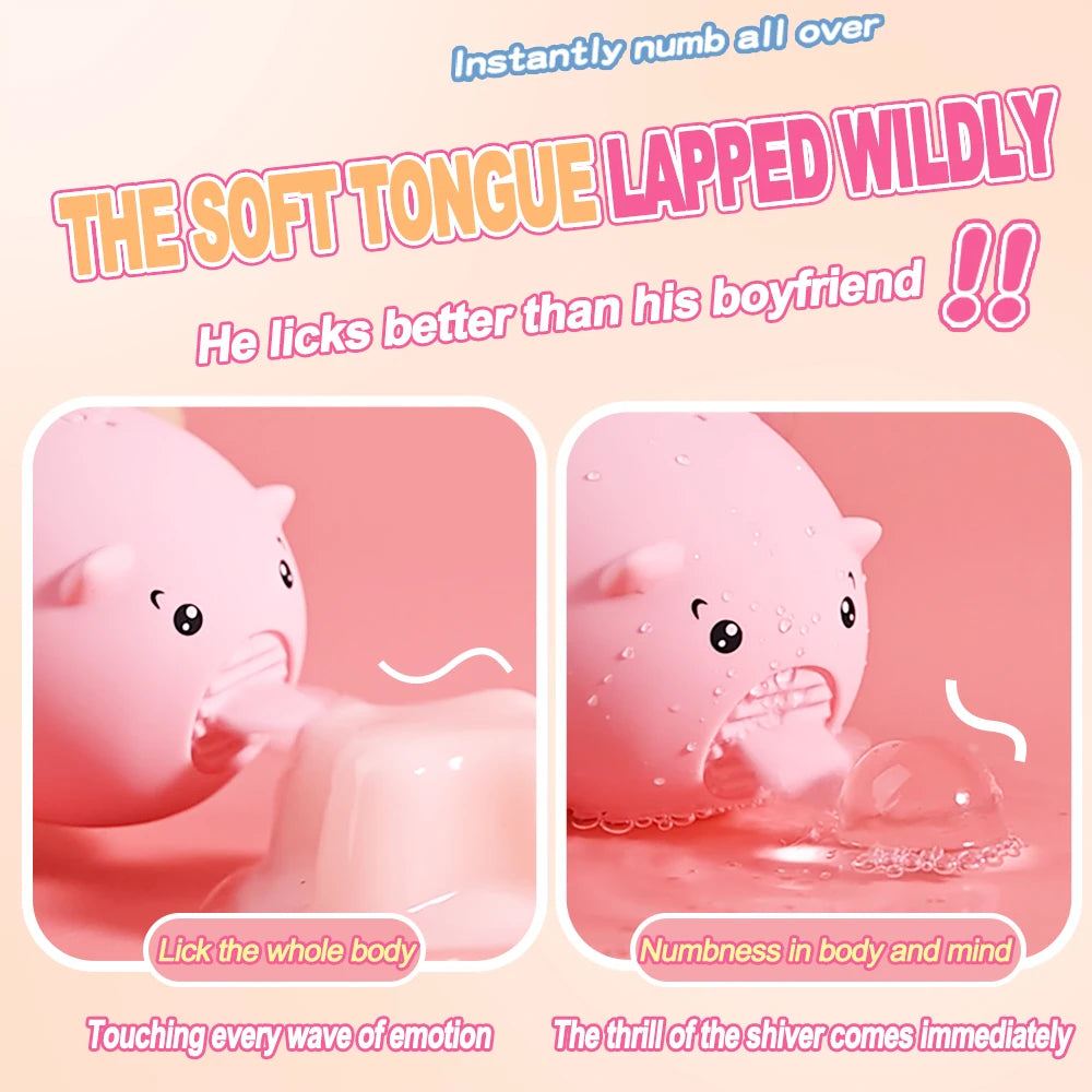 Mini Cute Pig Tongue Licking Toy Female Clitoris Nipple Anal Stimulation Vibrator Female Masturbation Couple Sex Toy