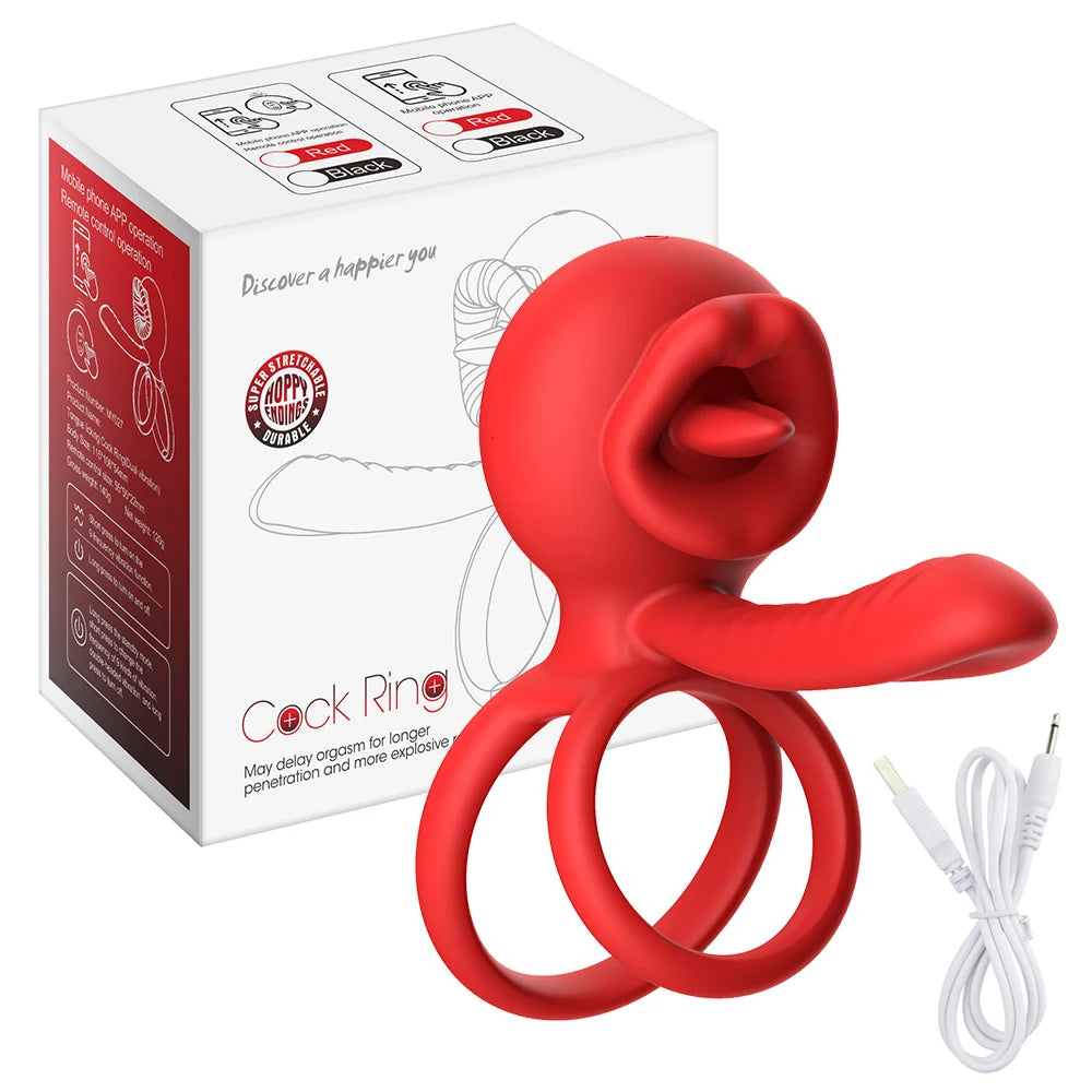APP Control Penis Cock Ring Vibrator Testicles Clit Nipple G Spot Stimulator Penis Delayed Ejaculation  Sex Toy for Couples 18+