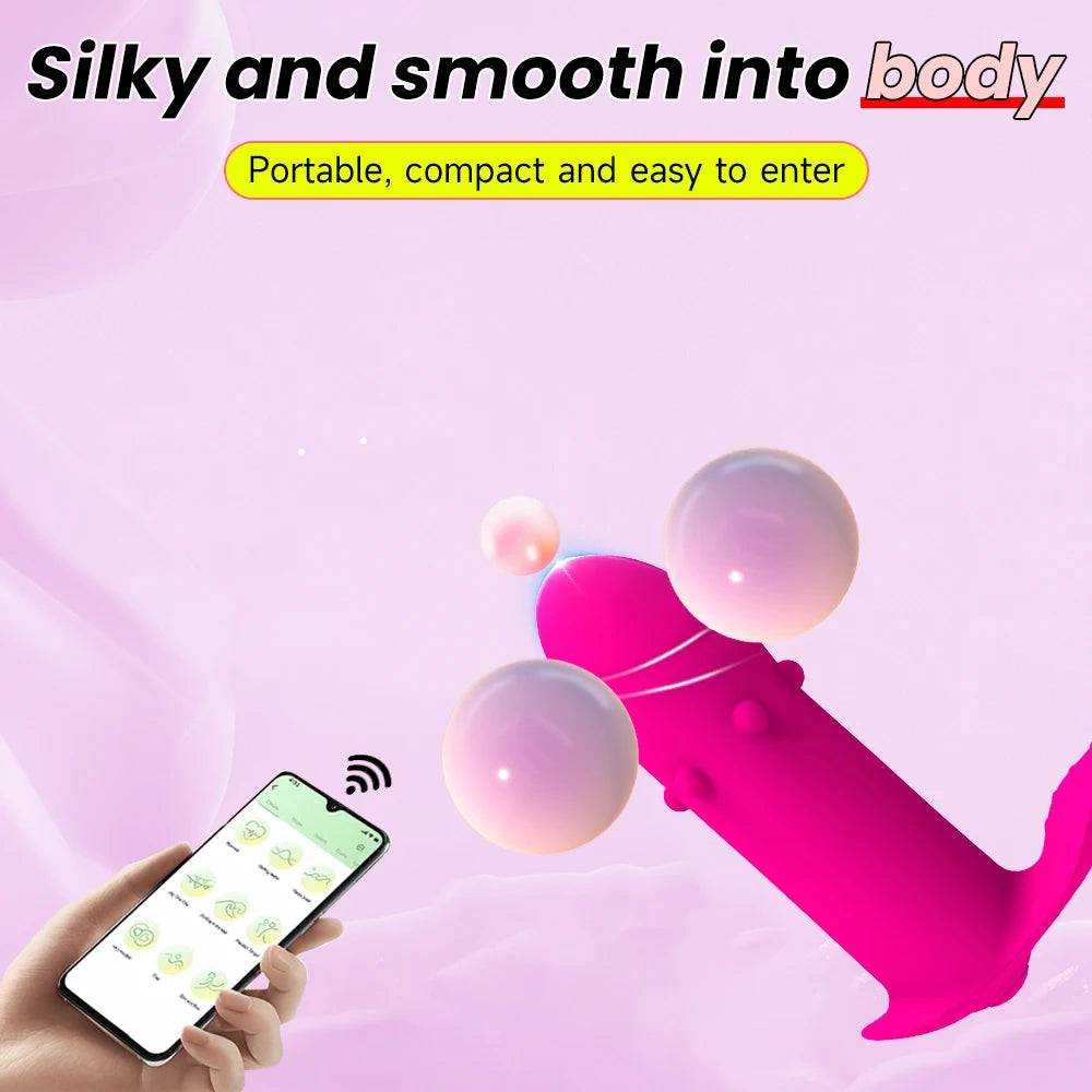 APP Bluetooth Controlled Wearable Dildo Vibrator A Clitoral G-Spot Stimulator 10 Modes Vagina Orgasm Masturbator Sex Toy Women