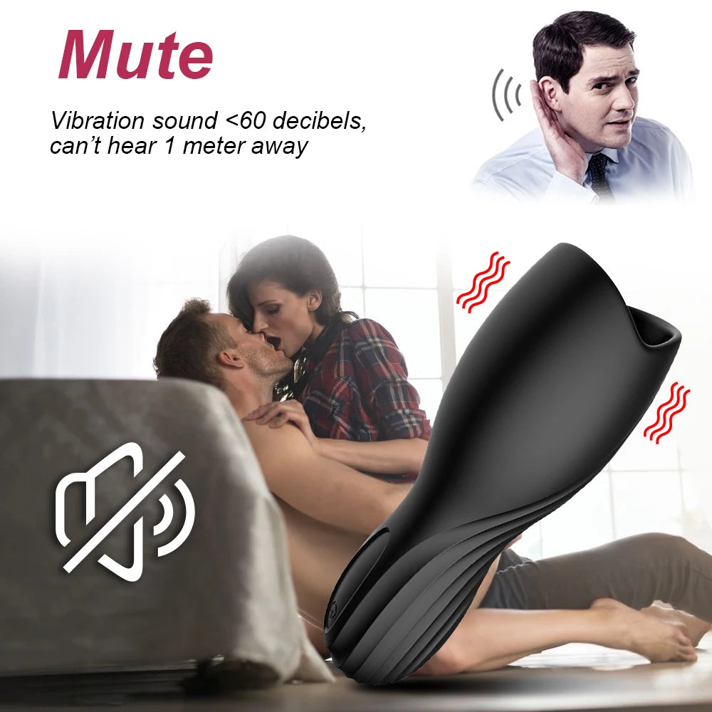 Male Masturbator Glans Vibrator Pussy 10 Modes Automatic Orgasm Glans Vibrator Massager Stimulates Male Sex Toy Trainer