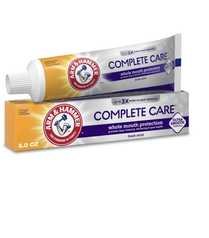 ARM & HAMMER Complete Care Toothpaste, Teeth Whitening Toothpaste, Fluoride, Whole Mouth Protection, Fresh Mint Flavor, 6.0 oz (Pack of 1)