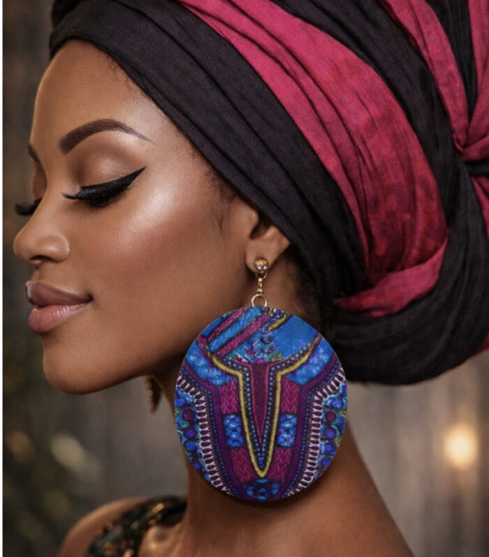 Afrocentric Dashiki Print Statement Earrings – Bold Ankara Circle Drops