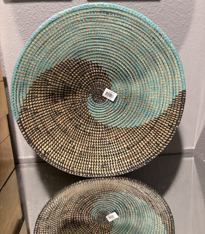 Handwoven African Decorative Basket Tray-Green& Brown