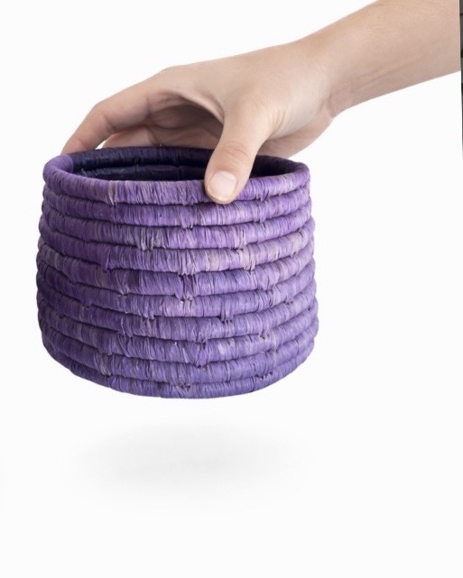 Handmade purple Desk Organizer Basket -Woven Storage Decor