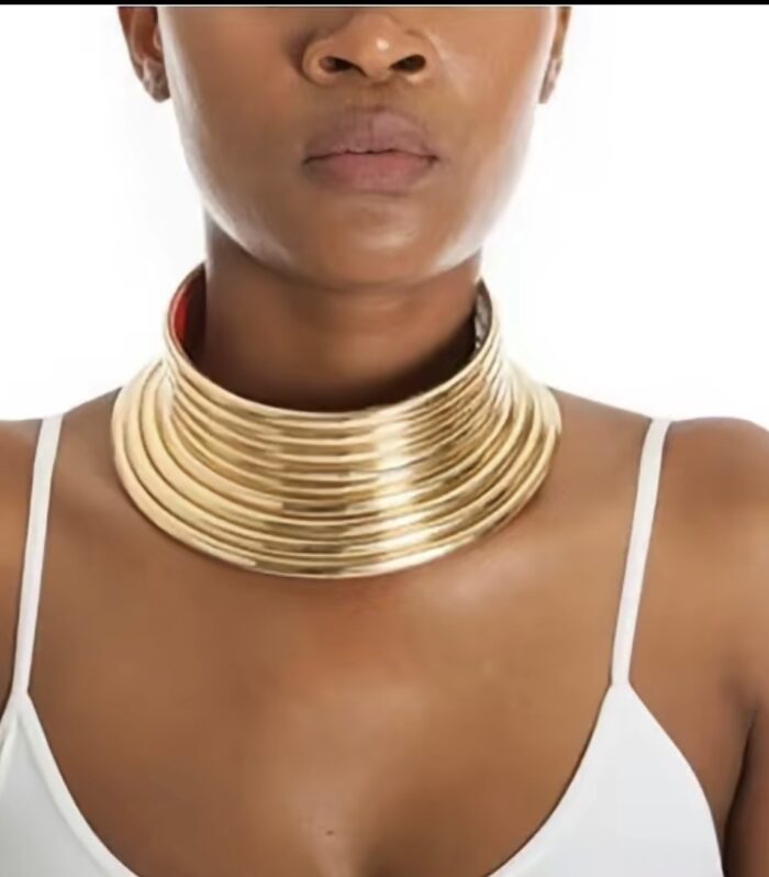 Gold Statement Choker Necklace – Multi-Layer Bold Collar Necklace for Women