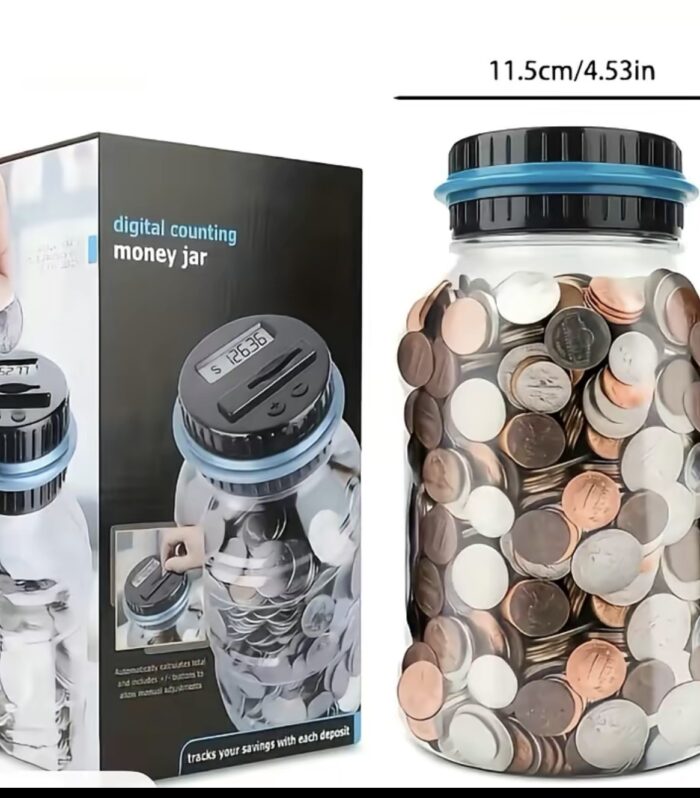 This smart jar automatically counts your coins as you drop them in, displaying the total amount on a clear LCD screen. Perfect for building saving habits for both kids and adults.