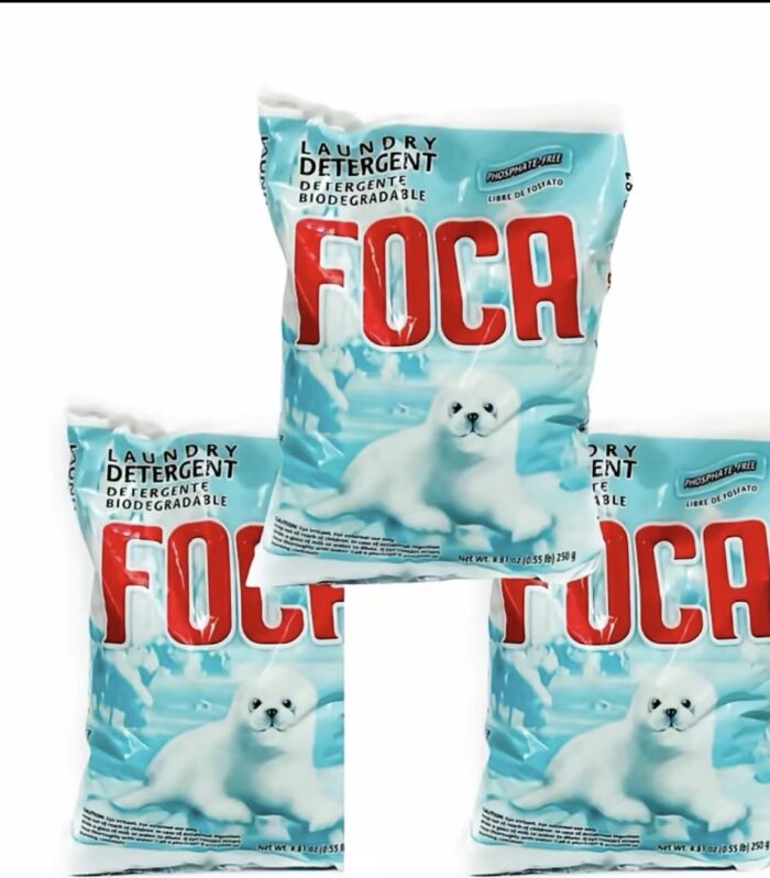 Foca Biodegradable Powder Laundry Detergent, Phosphate-Free Deep Clean 8.8 oz 0.55 lb. × 3 Pack