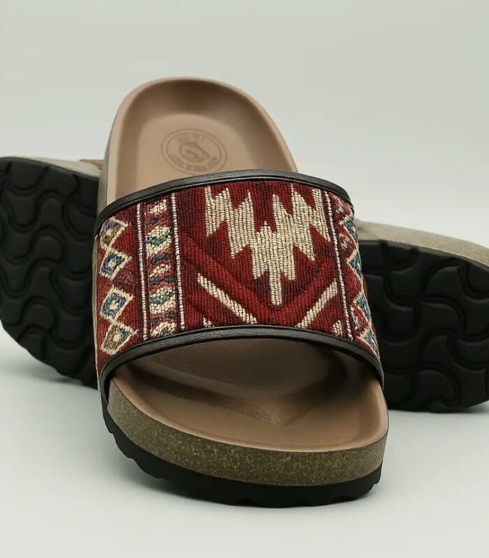 African Print Slide Sandals, Comfortable Cork Footbed Slippers, Boho Summer Slides, Ethnic Pattern Open Toe Sandals, Casual Shoes Inbox